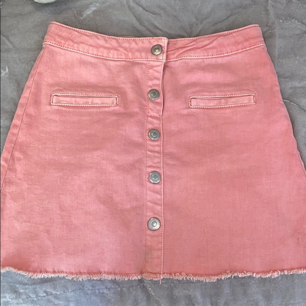 Salmon jean skirt